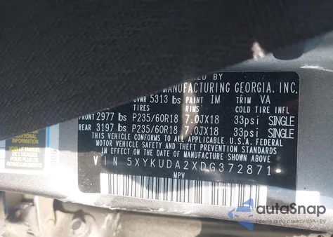 2013 Kia Sorento Ex V6 from USA, damaged, VIN 5XYKUDA2XDG372871